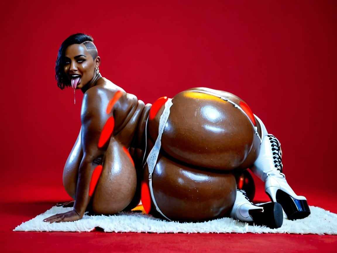 Ass Bigger Than Torso, Huge Thighs, Very Dark Skin BBW AI Porn