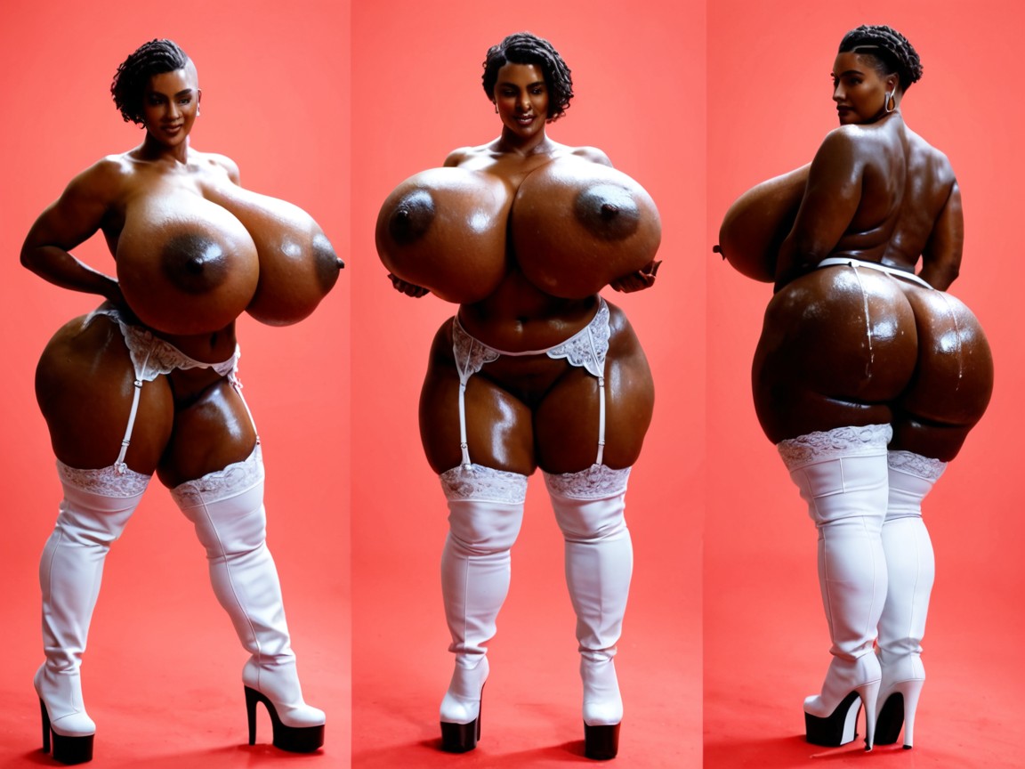 Pitch Black Skin, Jet Black Skin, Offering Gigantic Oversized Round Ass BBW AI Porn