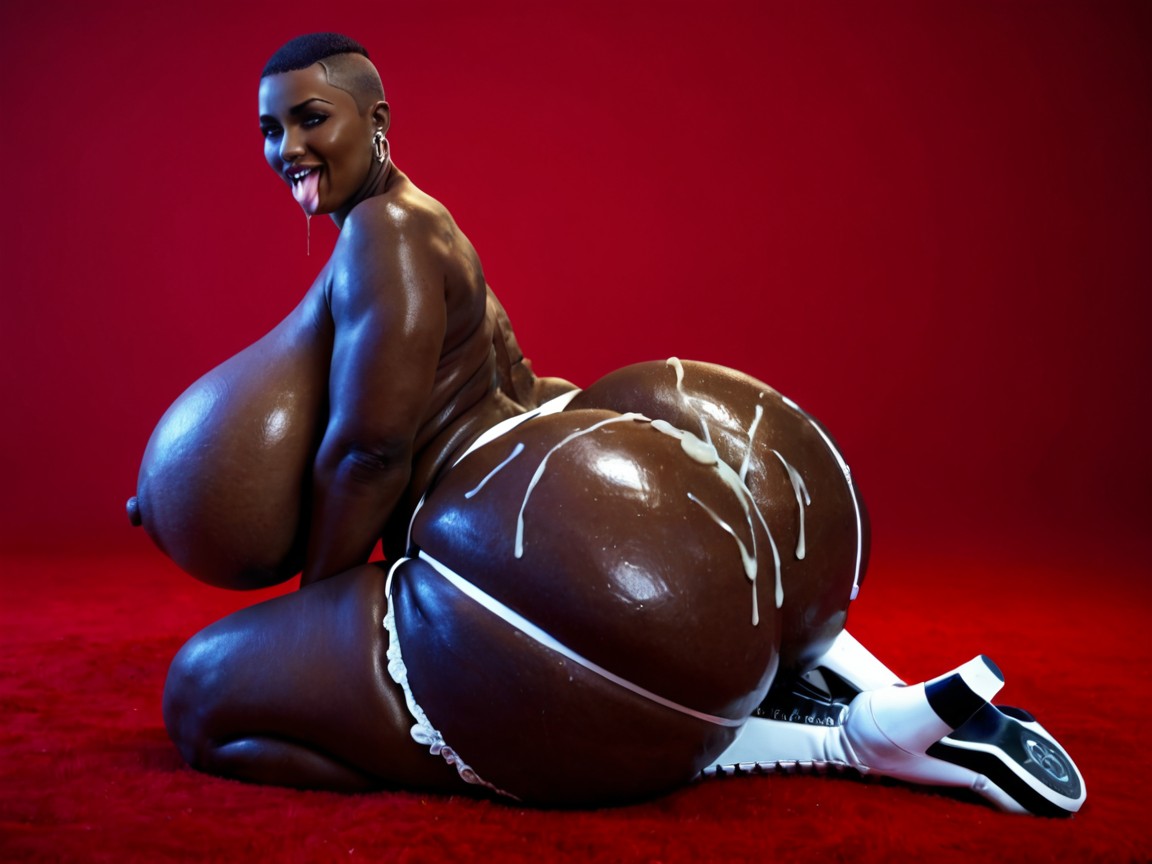 White High Platform Boots, Huge Thighs, Buzzcut BBW AI Porn