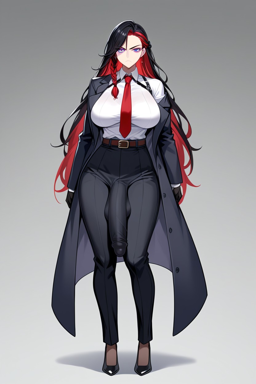 Solo, Hourglass Body, Red Necktie ニューハーフAIポルノ
