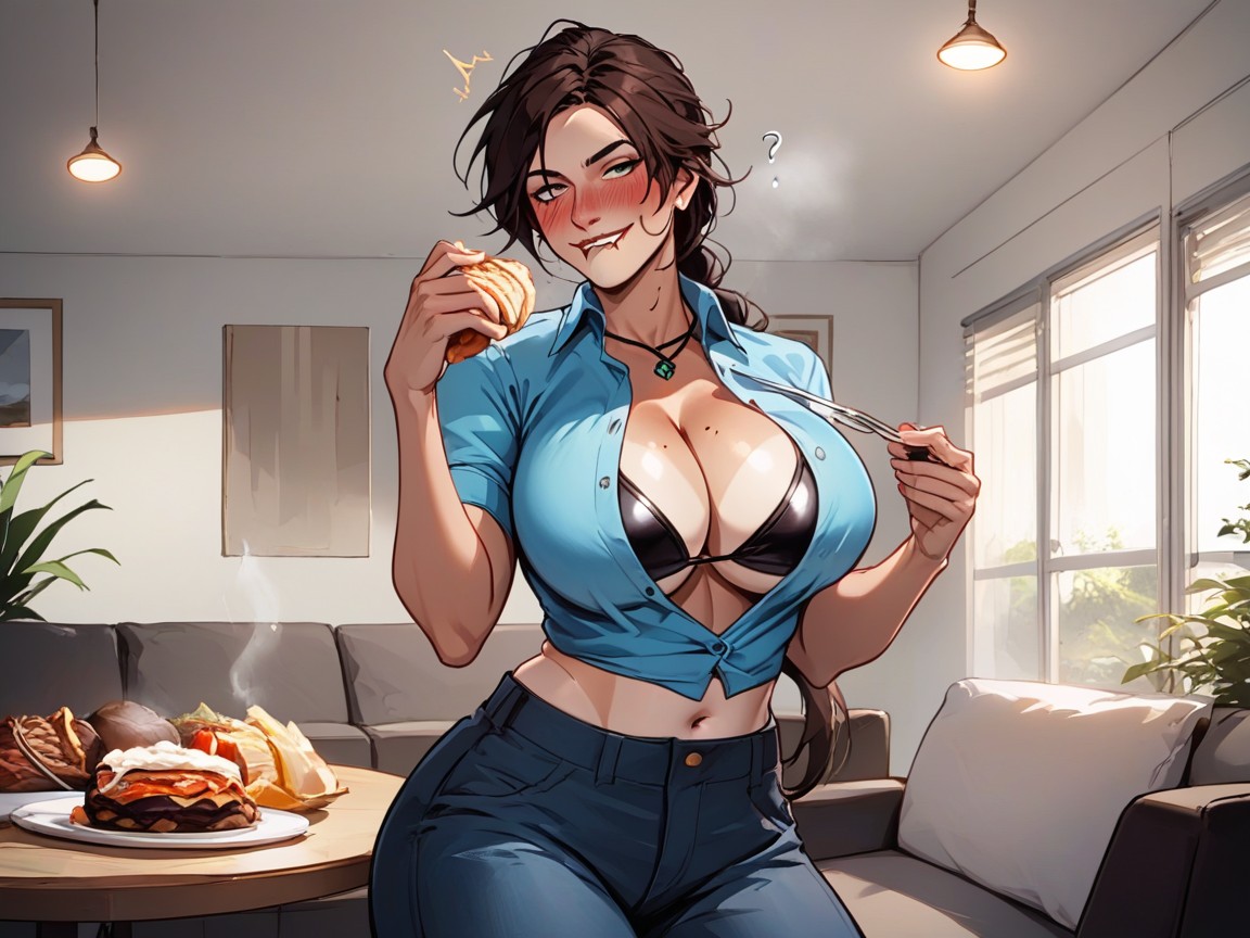 Ultra Attention To Detail, Mischievous (smiling While Blushing), Hyper Gigantic Fat Pudgy Boulder Torpedo Gut Belly Hentai AI Porn