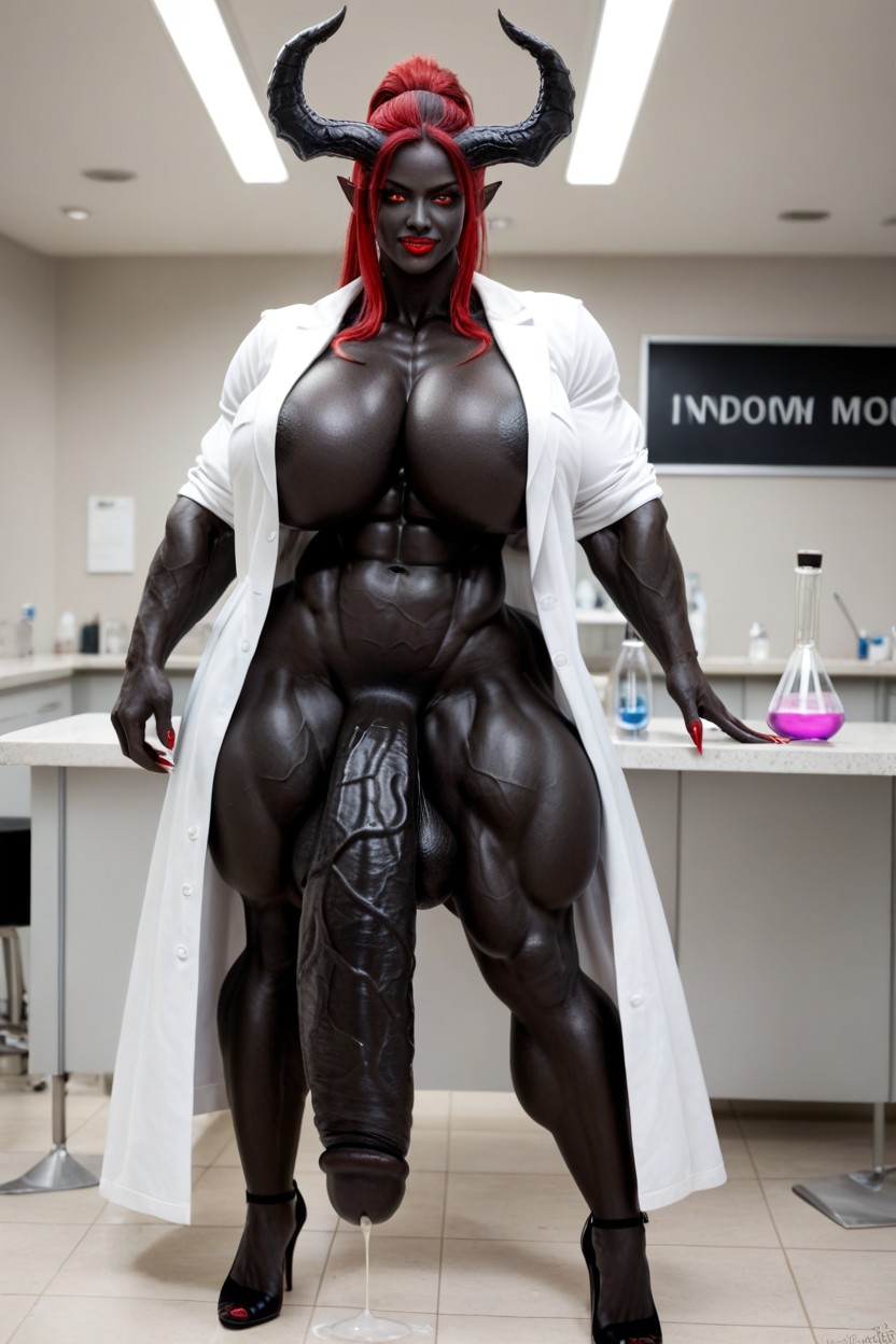 Full Body View, Gigantic Muscle Trapez, Bottom Heavy Porno IA transsexuelle