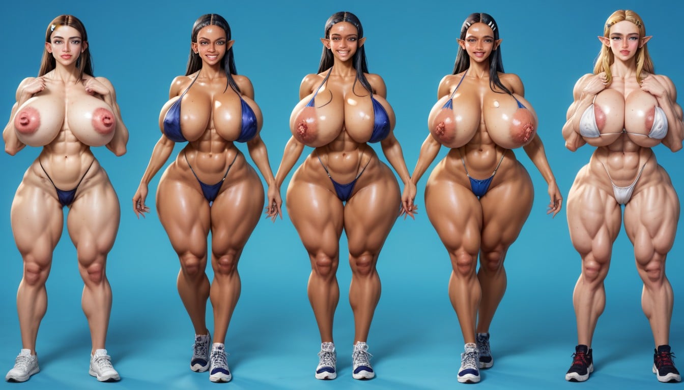 Woman, Huge Long Thick Nipples, Cum On Body AI Porn