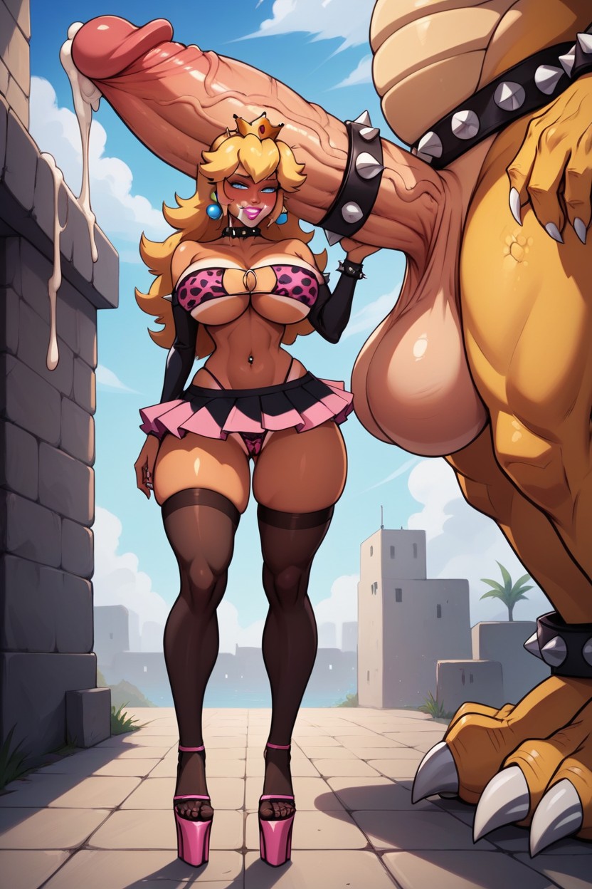 Pink Lipstick, Hyper Massive Black Cock, Pussy Height Stockings Hentai AI Porn