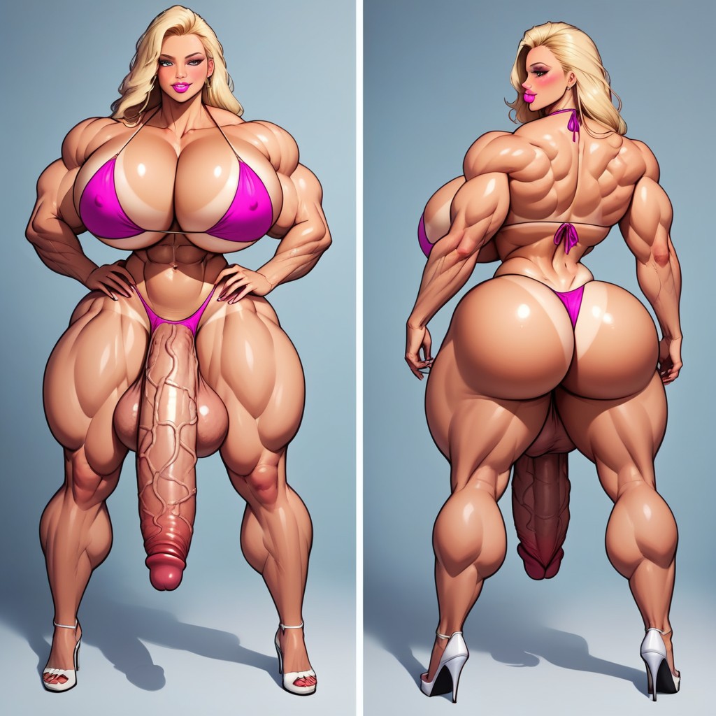 Bimbo, Huge Fat Cock, Huge Balls Porno IA transsexuelle