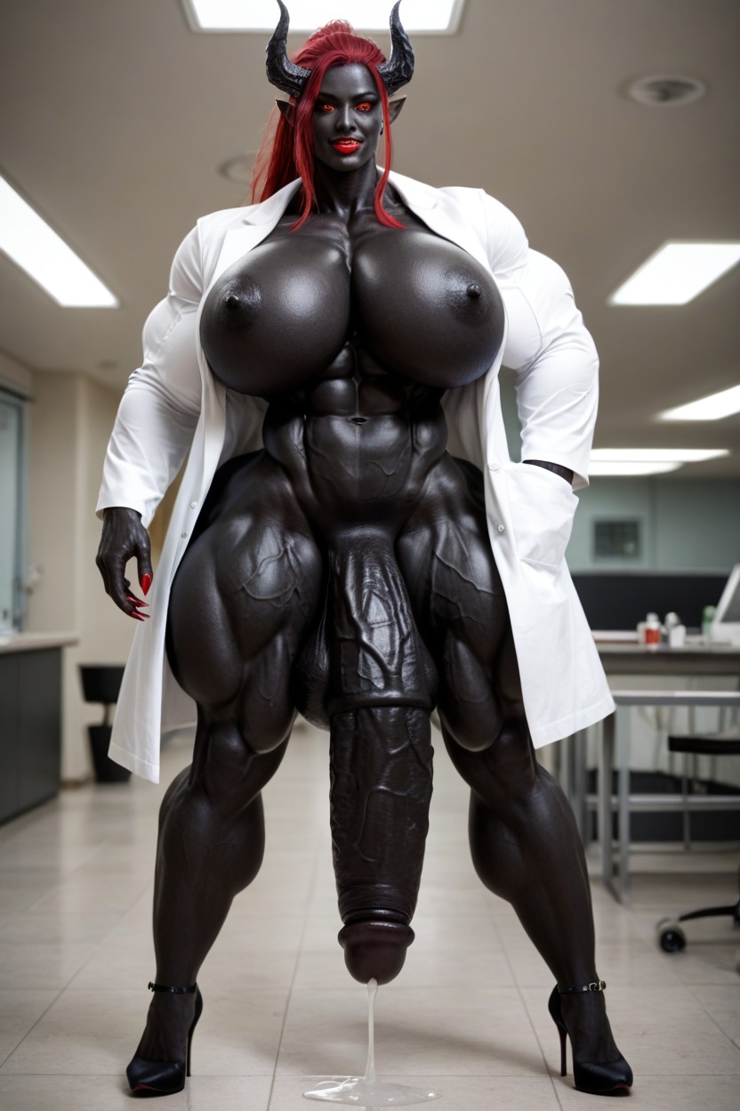 18+, Thick Thighs, Red Eyes Shemale AI Porn