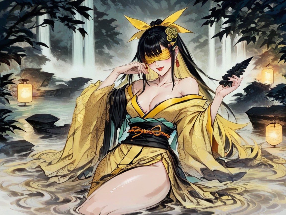Night, Vibrant Colors, High Color Contrast Hentai AI Porn