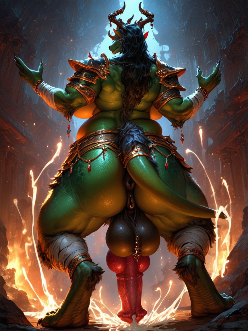 Huge Arms, Obese Overweight, Detailed Paws Furry AI Porn