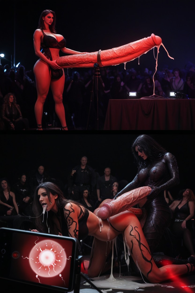 Female Futanari Giant Gigantic Dark Evil Black Beast Monster Women, Impregnation, Futanari On Female AI Porn