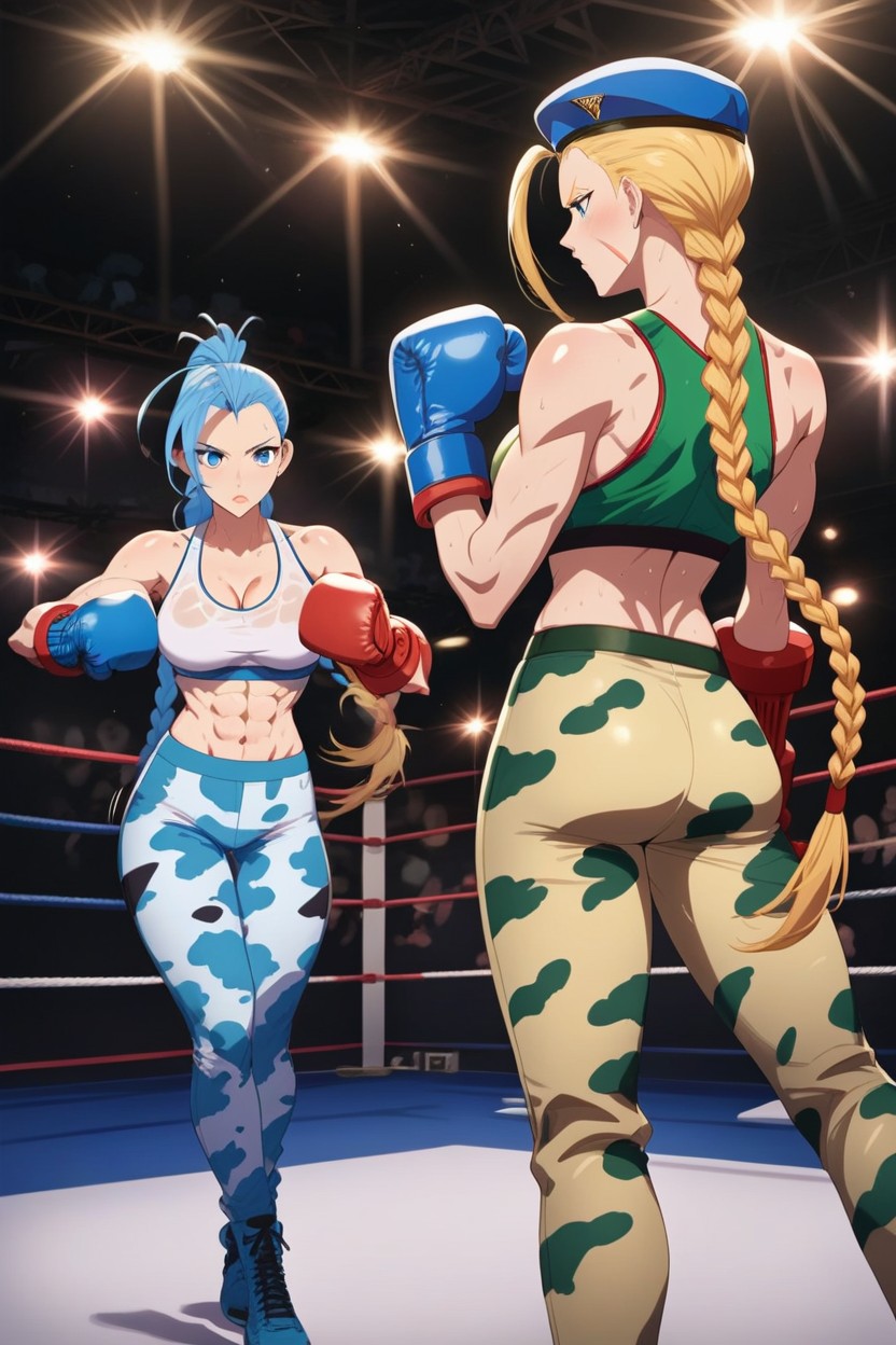 Blue Eyes, Boxing Gloves, Bounce Lines Hentai AI Porn