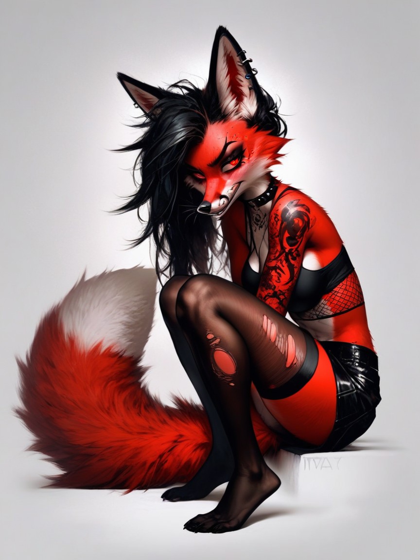 18+, Emo Hairstyle, Fluffy Fur ファーリーAIポルノ