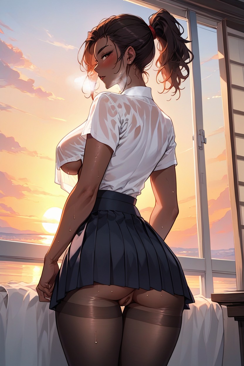 Thick Toned Thighs, Looking At Viewer Seductively, African Hentai AI Porn