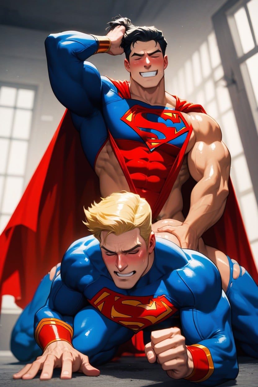 Doggie Style, A Naked Man Fucks Huge Superman From Behind, A Lean Prisoner Porno IA Gay