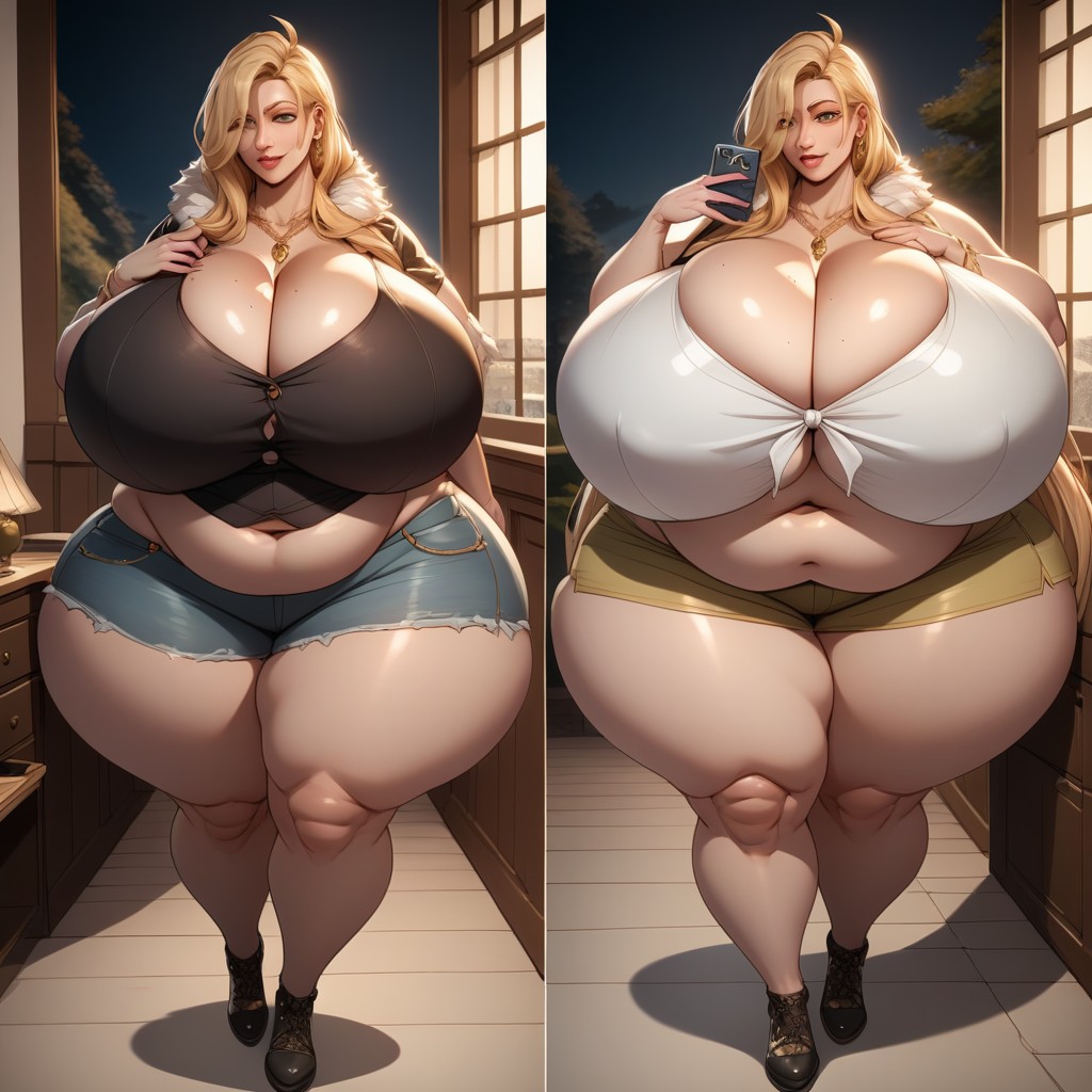 She Is Growing So Much More Hyper Extra Fat, Multiple Views, She Has Absurdly Unreal Hyper Gargantuan Sized Fat Boobs BBW AI Porn