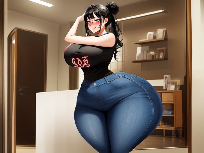 Fat, 18+, Hair Up Hair Down Hairstyle With Hair Bun Hentai AI Porn