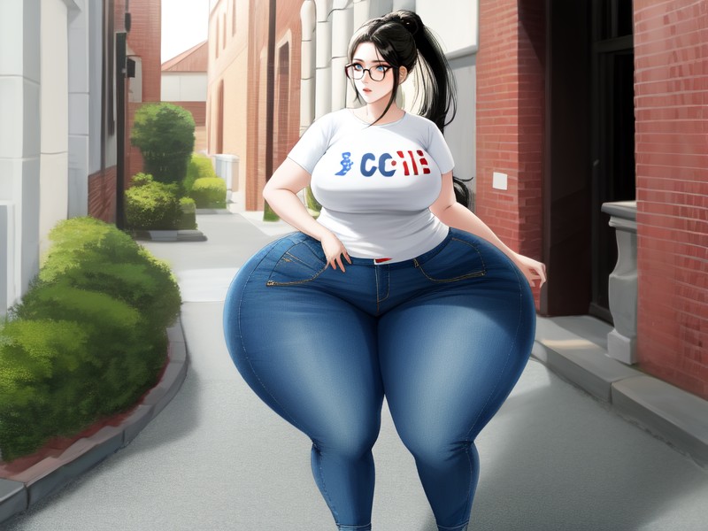 Thick Fat Arms, Extremely Large Ass, Long Sleeve T Shirt AI Porn