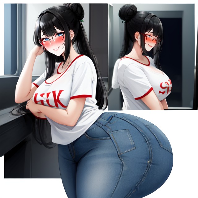 Very Big Long Hair, Massive Thighs, Wide Hips Hentai AI Porn