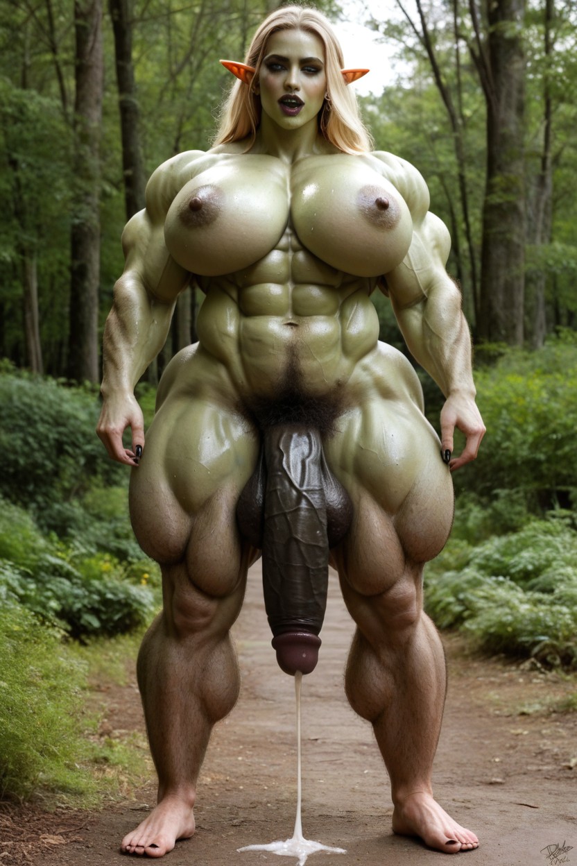 Black Penis Growth, Hyper Green Skin, Black Nails Shemale AI Porn