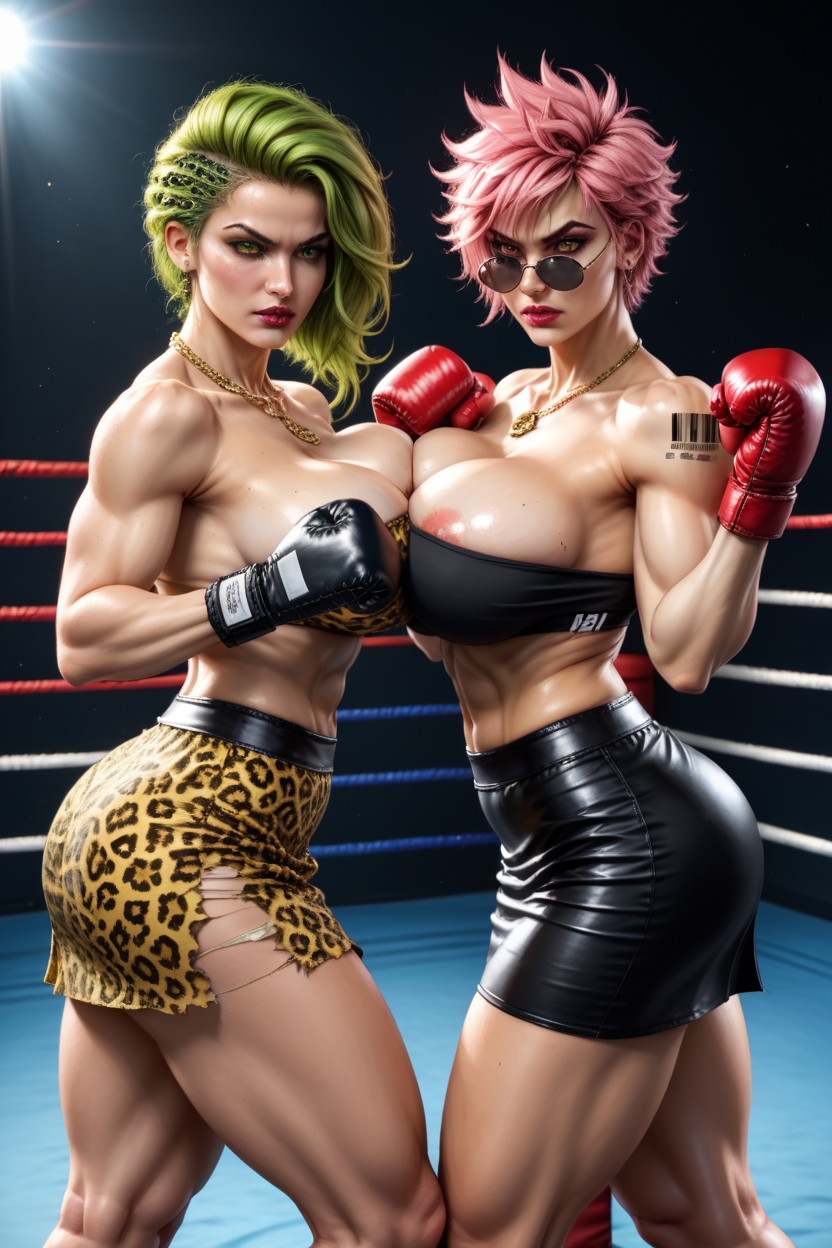 Leopard Printthong, Fighting, Fist Pump AI Porn