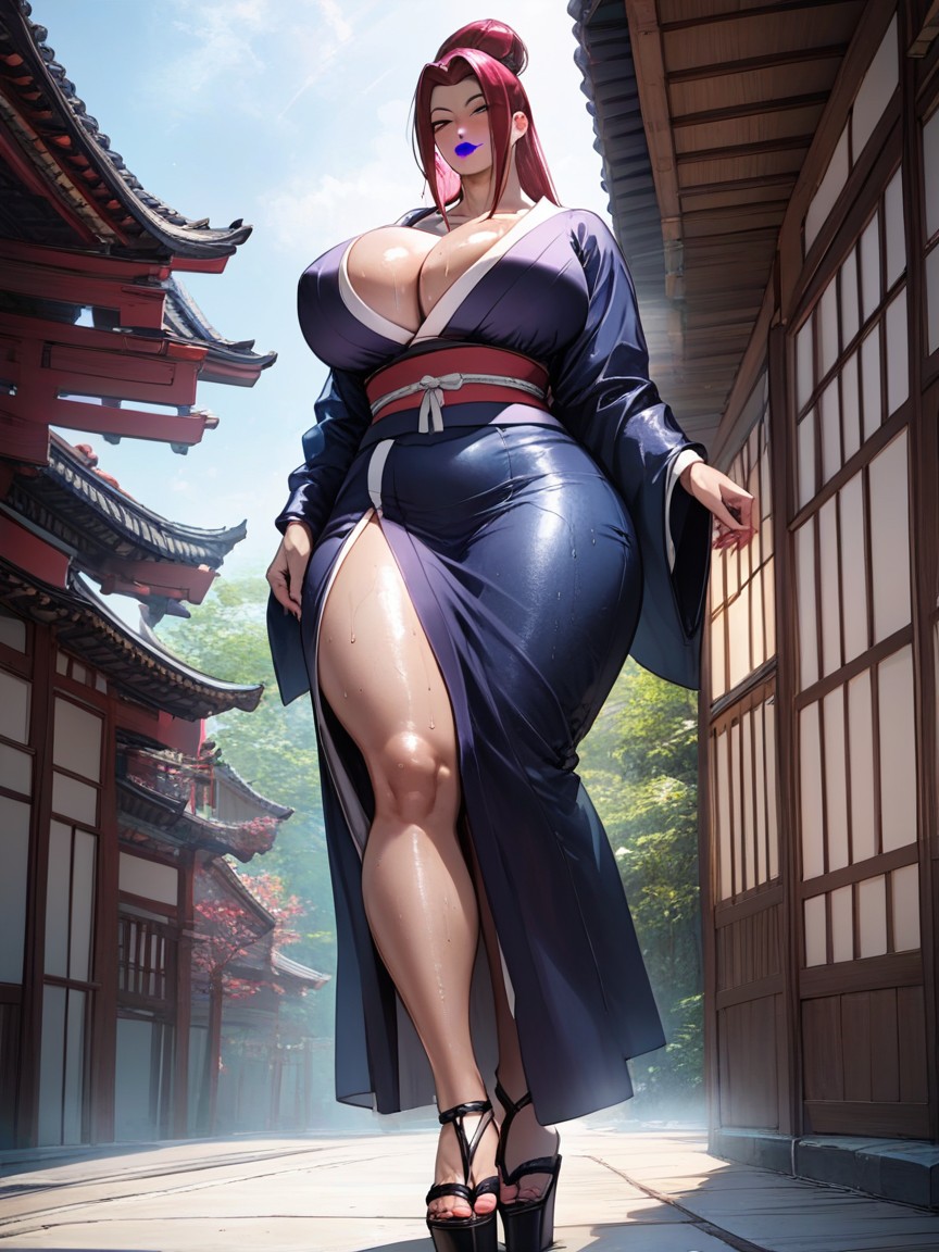 Oiled Skin, Sweaty, Busty Hentai AI Porn