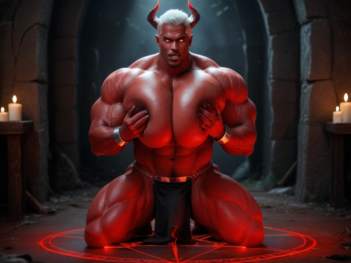 White Hair, Gigantic Penis, Glowing Shackles AI Gay Porn