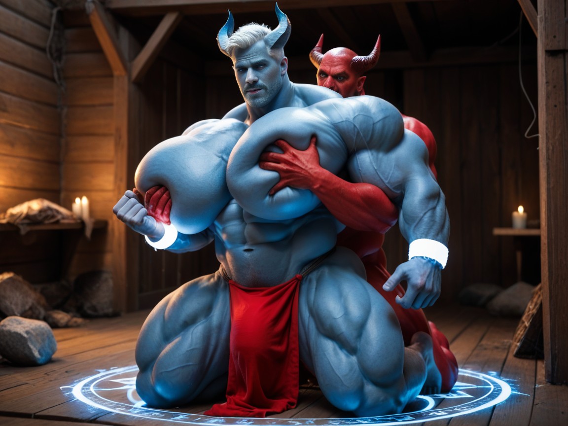 Pec Garbbing, Male Only, Hands Chained Behind Back AI Gay Porn