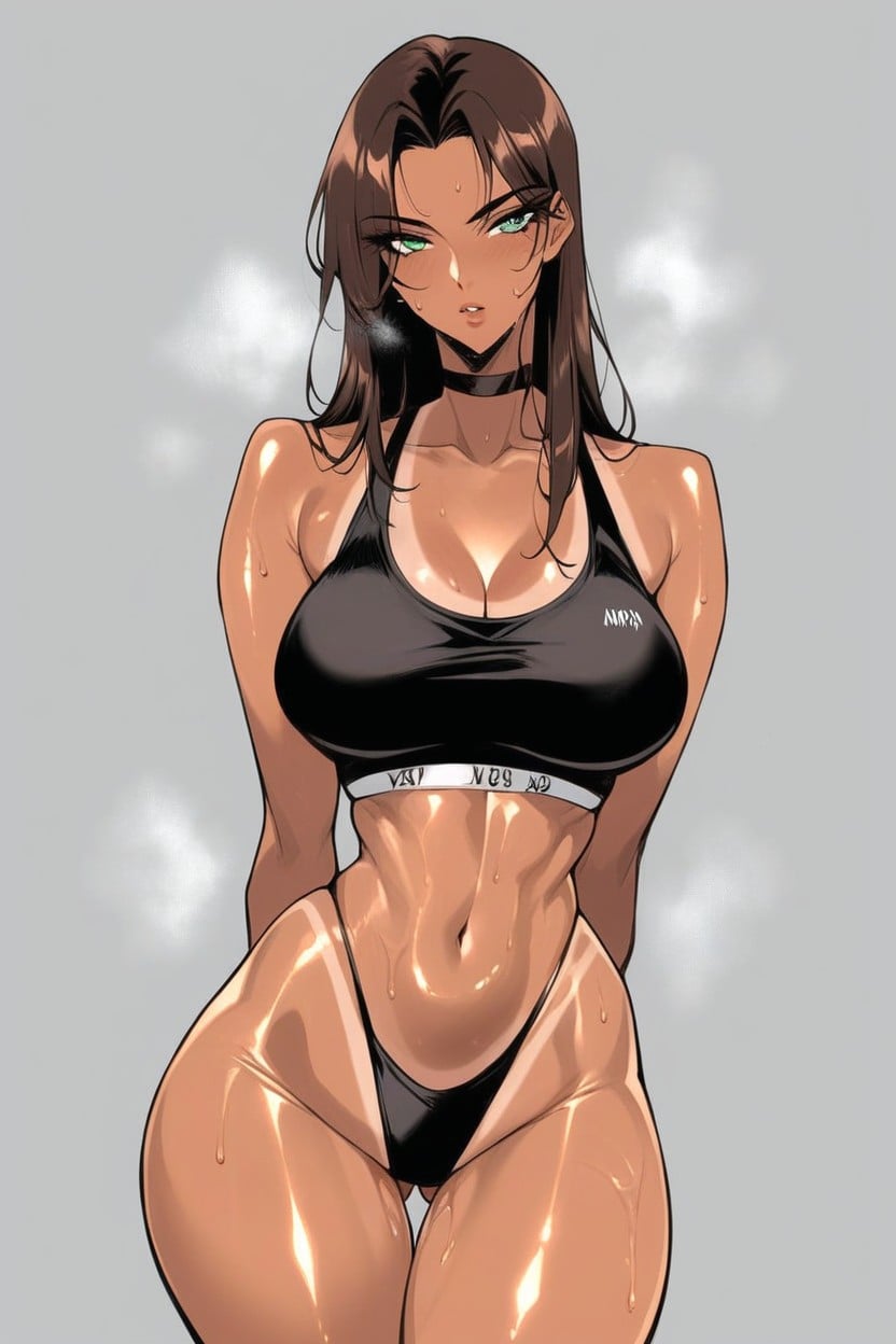 Back Choker, Tanned Skin, 18+ Hentai AI Porn