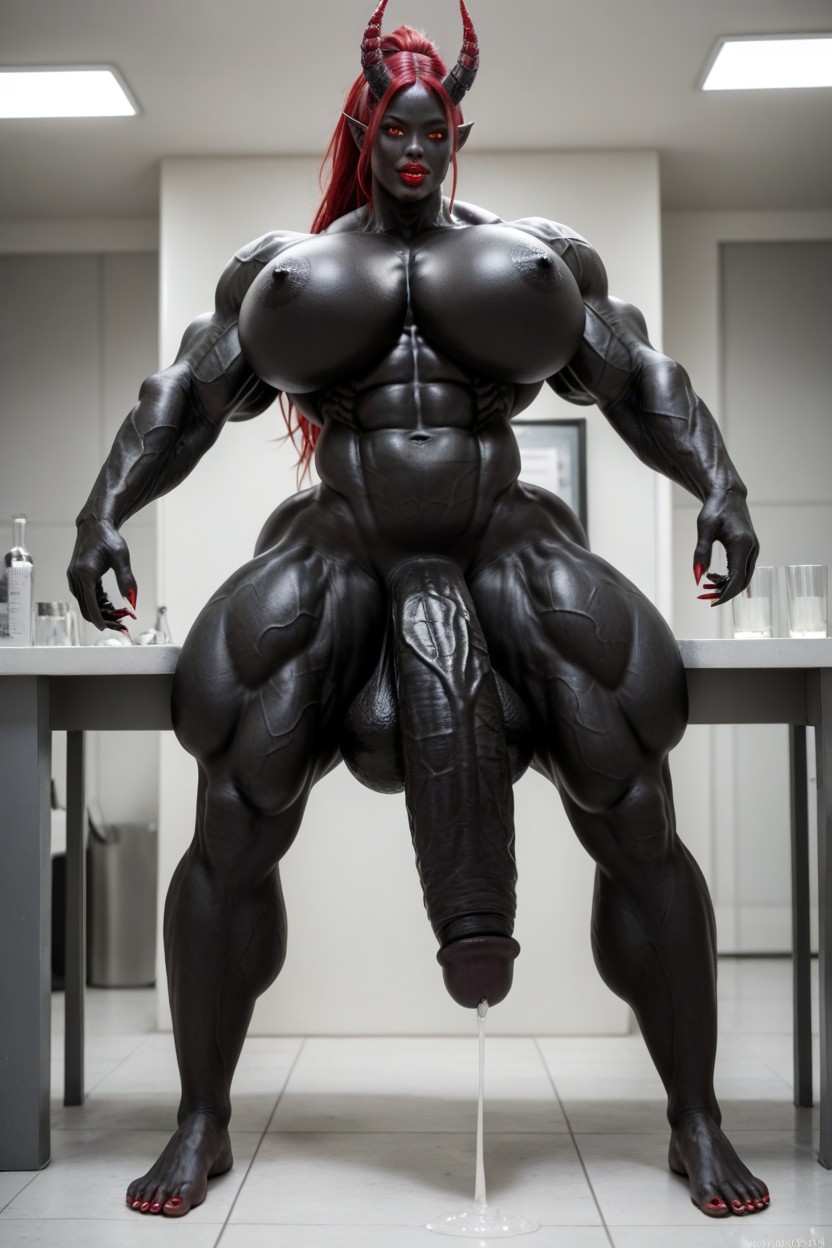 Hyper Black Cock Growth, Venom Skin, Lying On Operating Table Shemale AI Porn