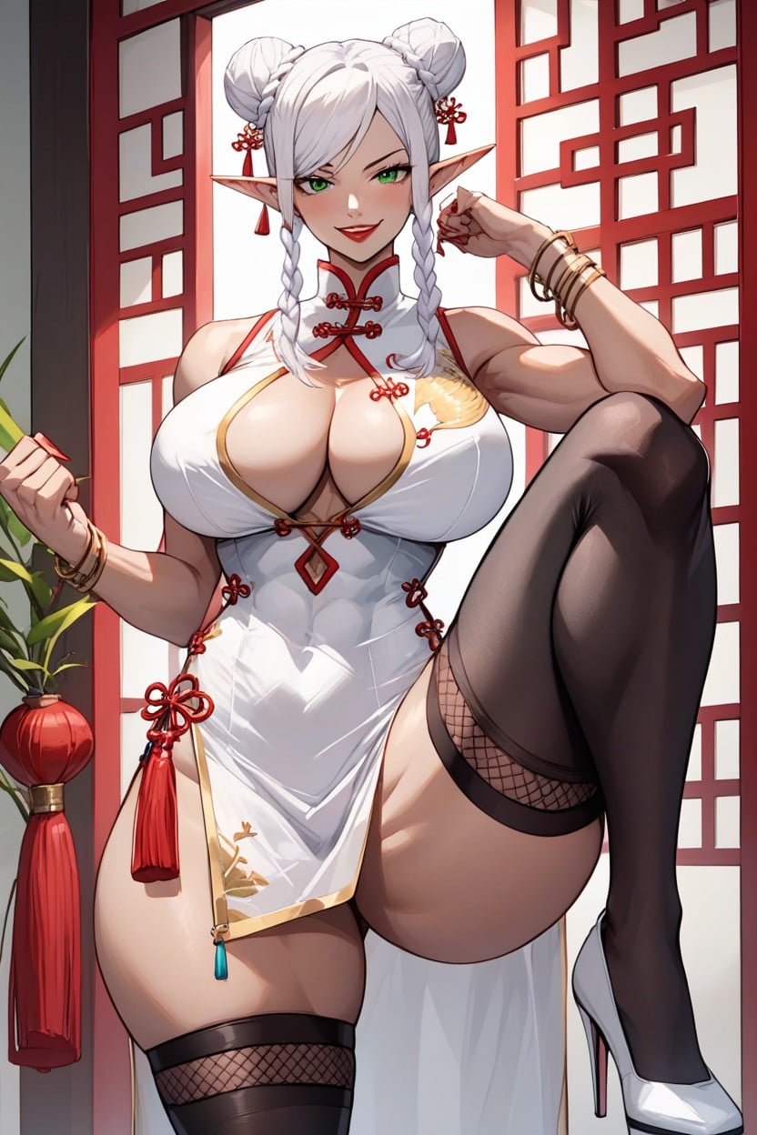 Body Style Milf, Massive Tits, White Hair Hentai AI Porn