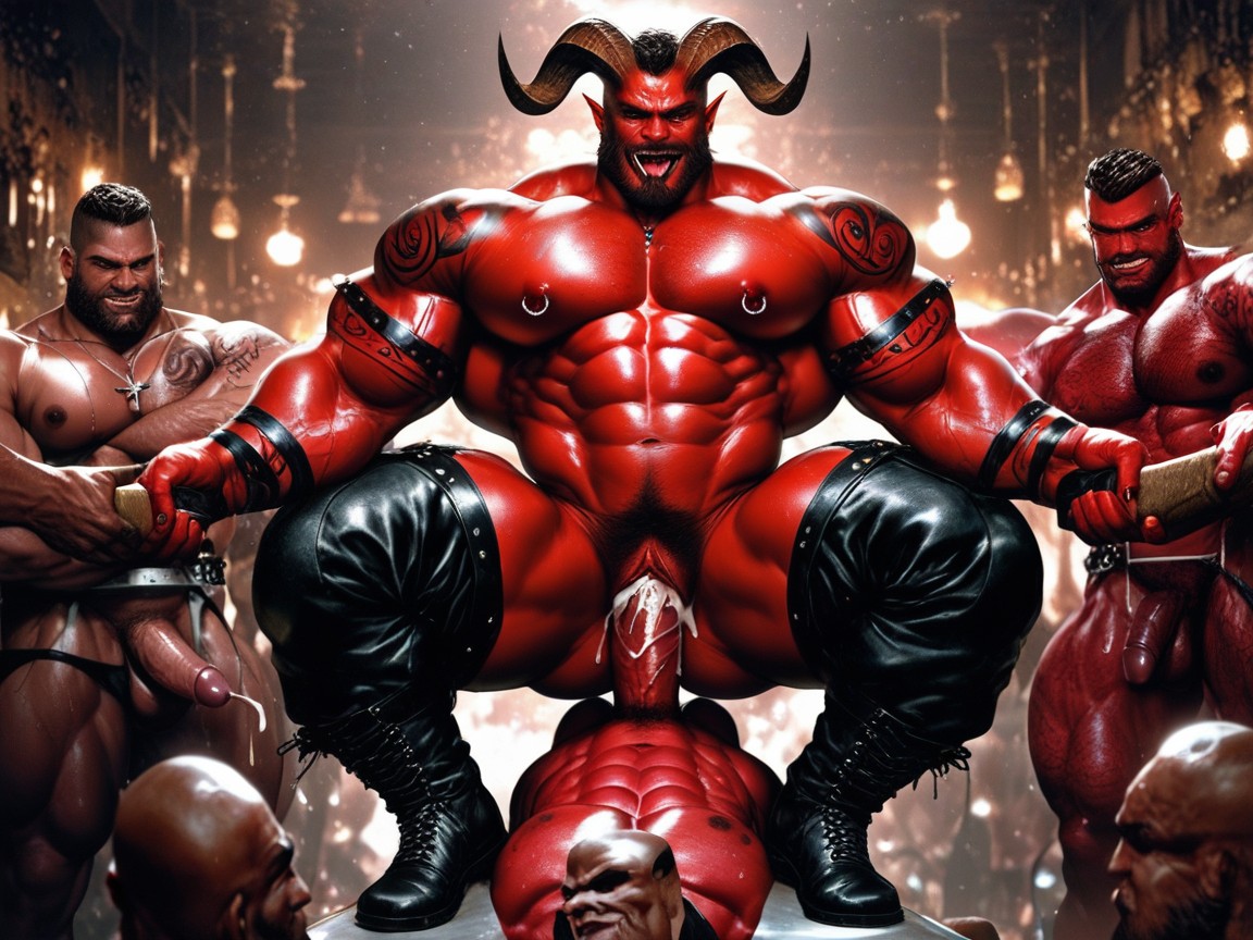 Many Accessories, Huge Muscle, Man AI Gay Porn