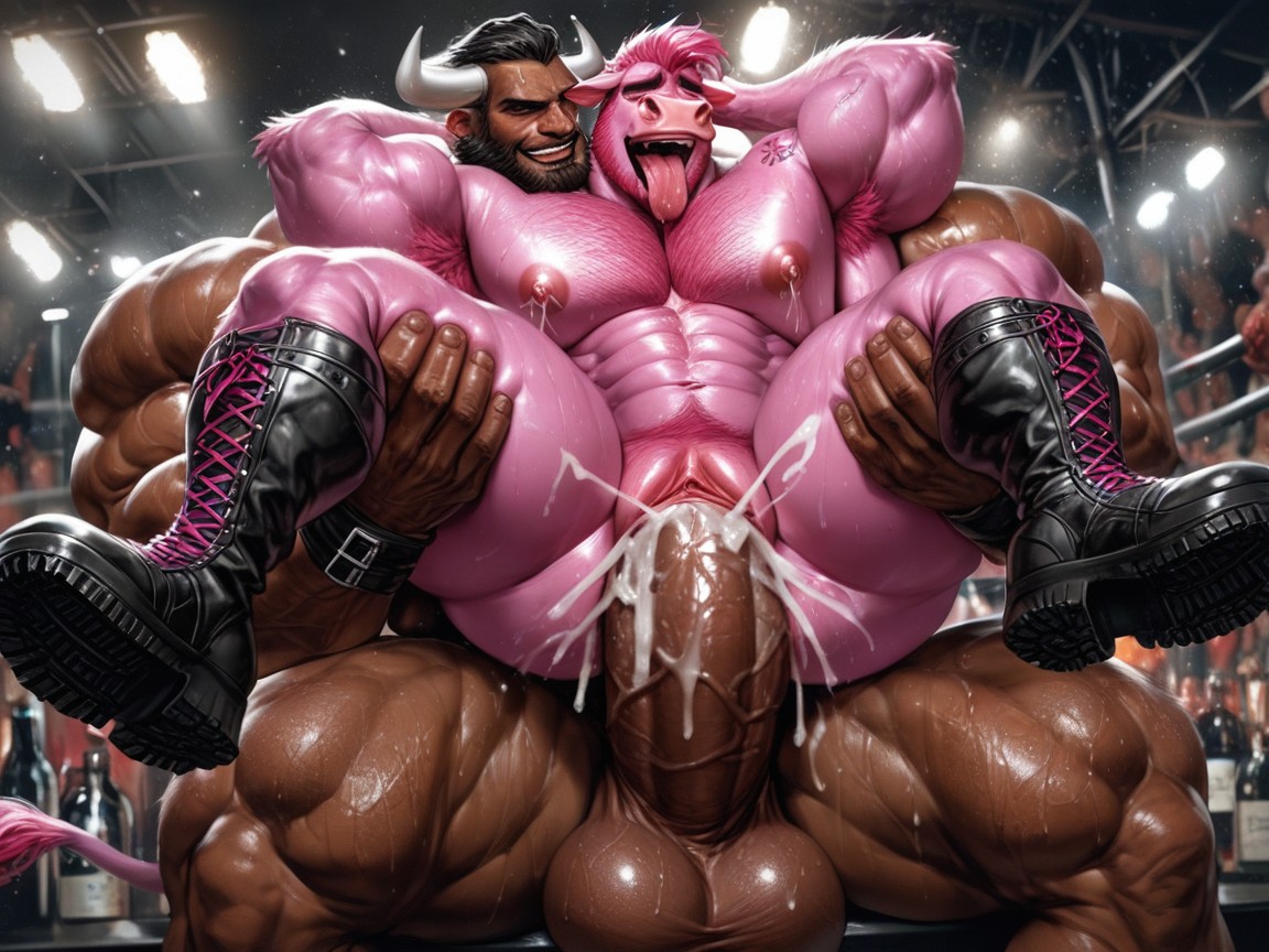 Bodybuilder, Mesh Clothing, Cattle Furry AI Gay Porn