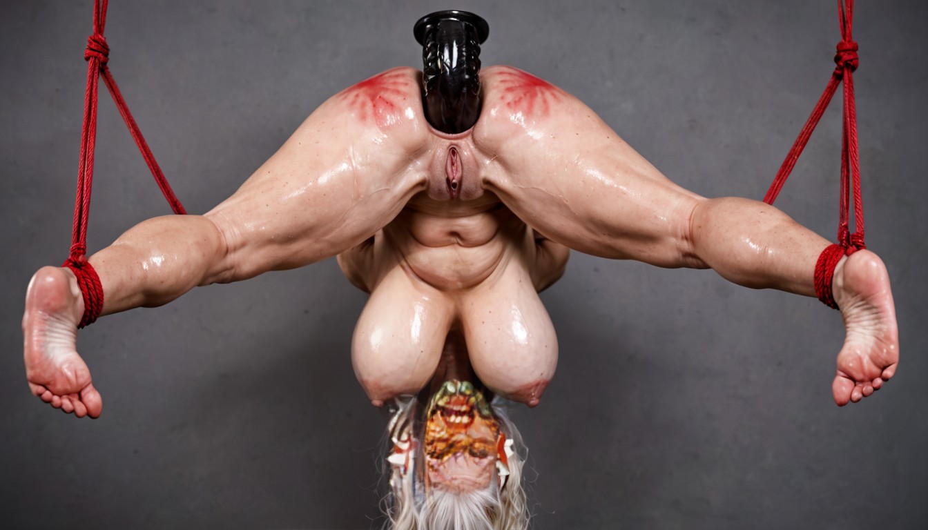 Dildos Bulge Her Stomach, Intestines Completely Filled, Different Dildos Inserted Anally At The Same Time AI Porn