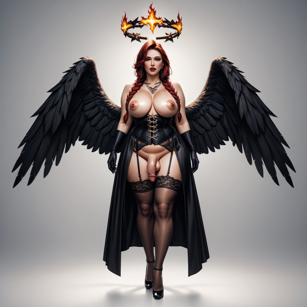 Black Garter Belt, 1 Person, Black Underbust Corset Shemale AI Porn
