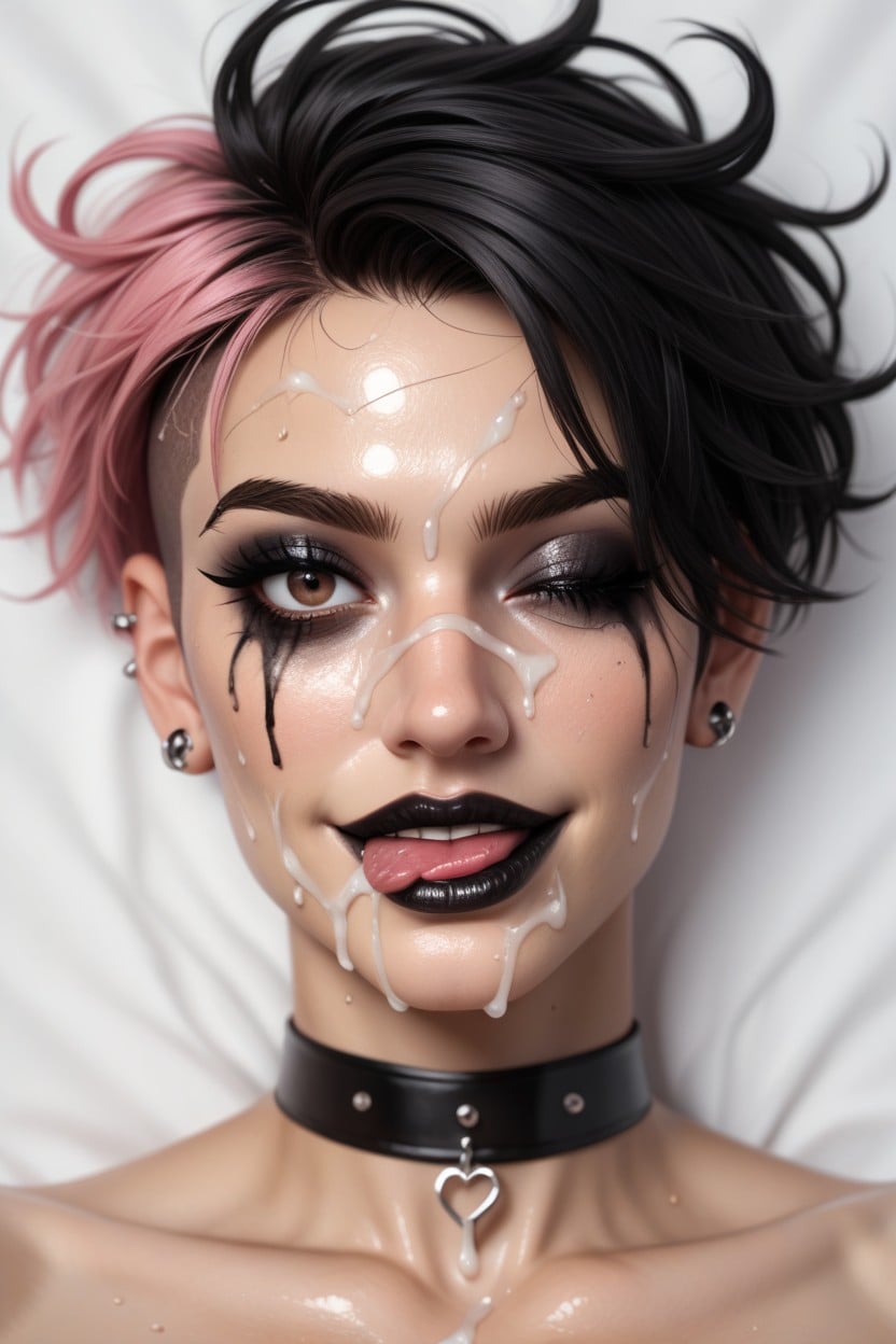 Ear Gauges, Makeup, Bobcut AI Porn