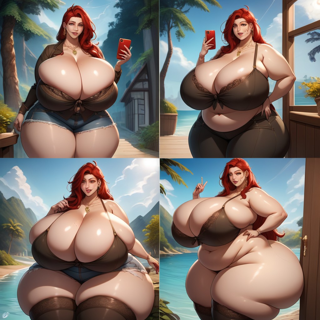 Unreal Absurdly Hyper Gargantuan Fat Expanding Swelling Enlarging Larger Boobs, Selfie, Best Face BBW AI Porn