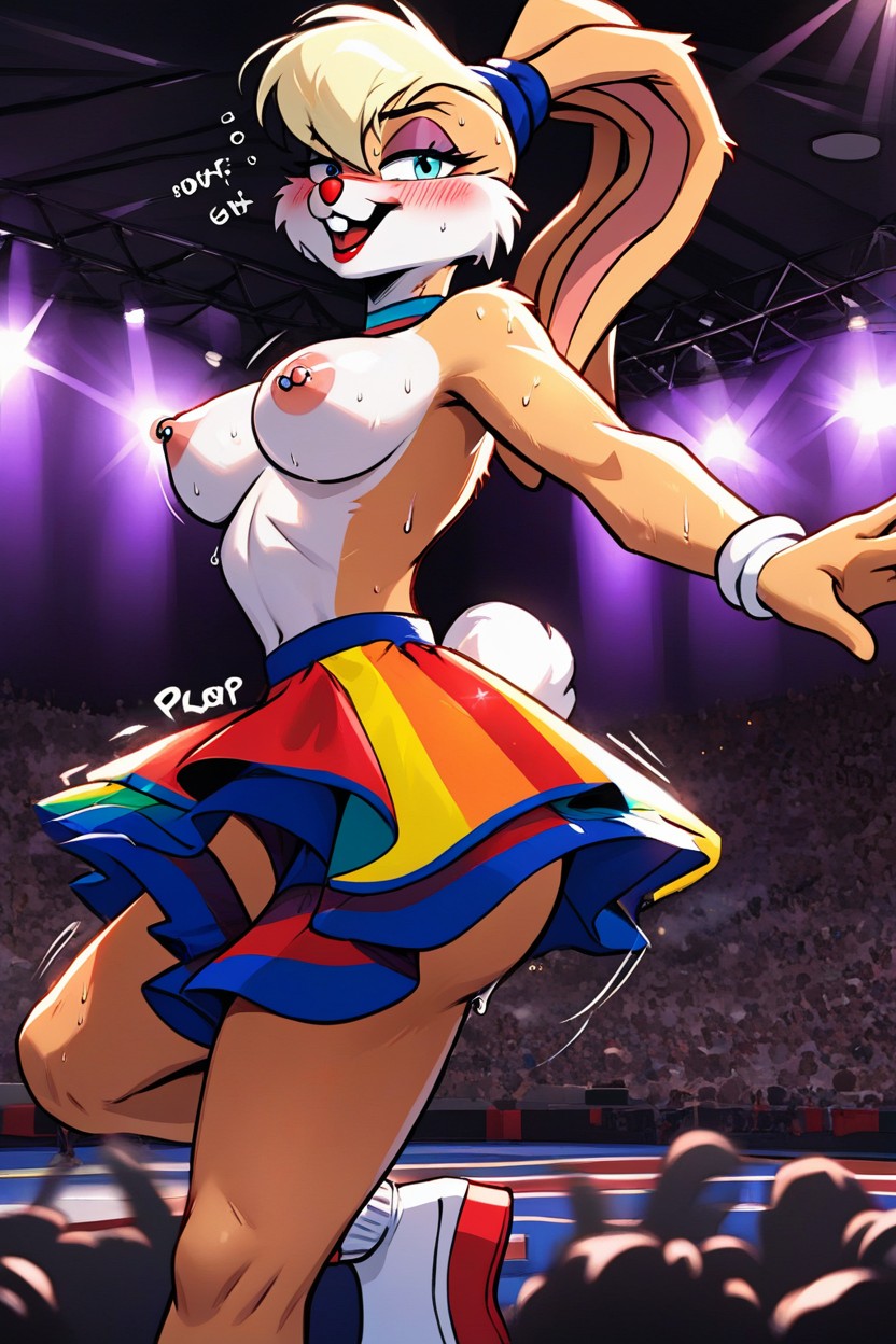 Panting, Nipple Piercing, Woman Furry AI Porn