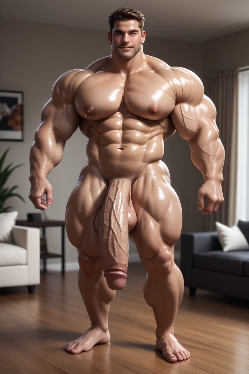 Massive Penis, Oiled Skin, No Shoes ゲイAIポルノ