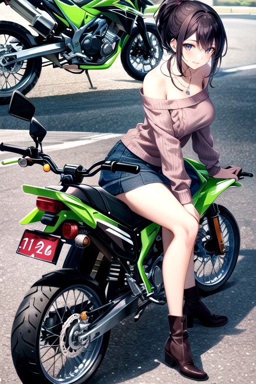 Middle Breasts, Kawasaki Klx, Motorbike Hentai AI Porn