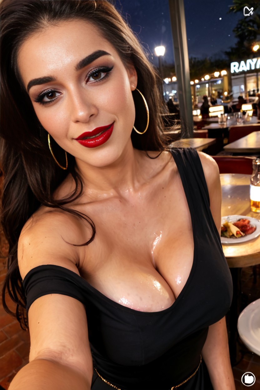 Black Long Hair, Latina, Off Shoulder AI Porn
