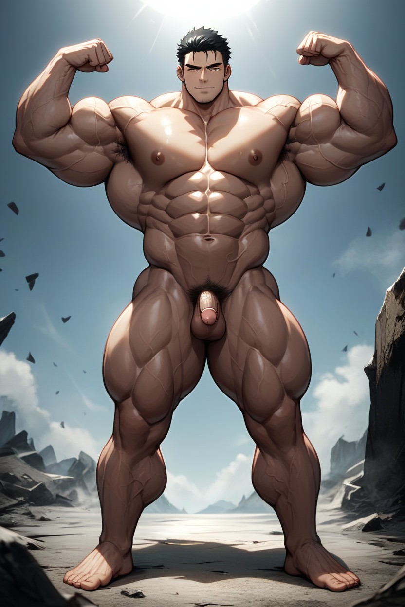 Flexing, Corps Entier, Vue De Face Porno IA Gay