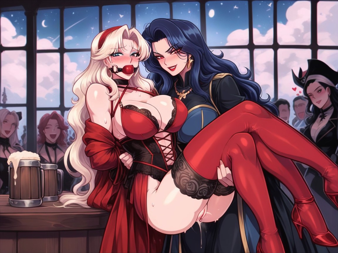 Lesbian Princess Carry, Felices Orgasmos, Sweaty Hentai IA
