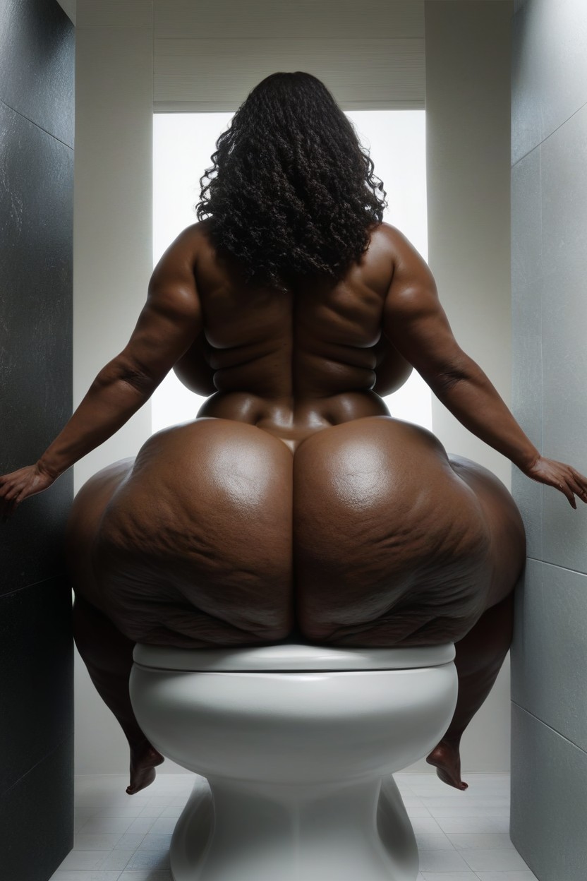 Massive Cellulite Fake Ass, Black Lipstick, Hyper Wide Hips AI Porn