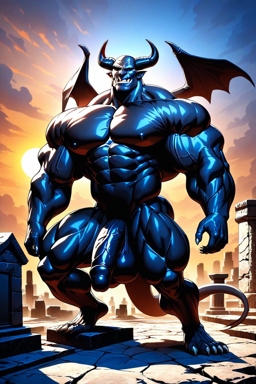 Stone Body, Sun, Hyper Muscles AI Gay Porn