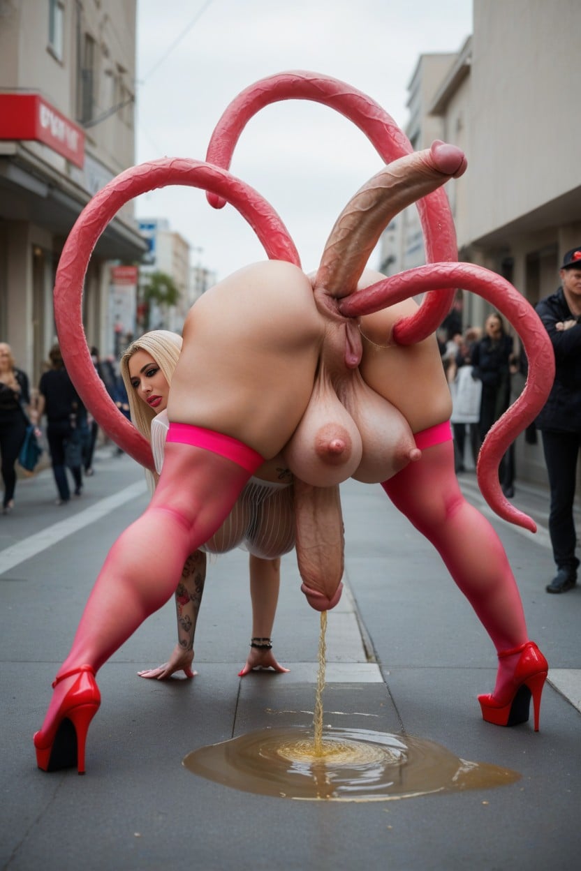 Tentacle From Massive Penis Tip, Bimbo Tits, Hyper Ball Teats Shemale AI Porn