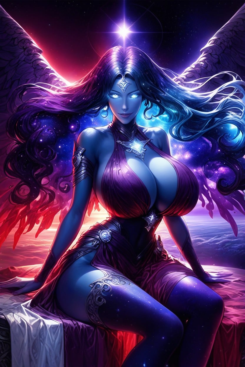 Shining Eyes, Hyper Breasts, Water Made Of Black Nebula Blue Nebula And Green Nebula Hentai AI Porn