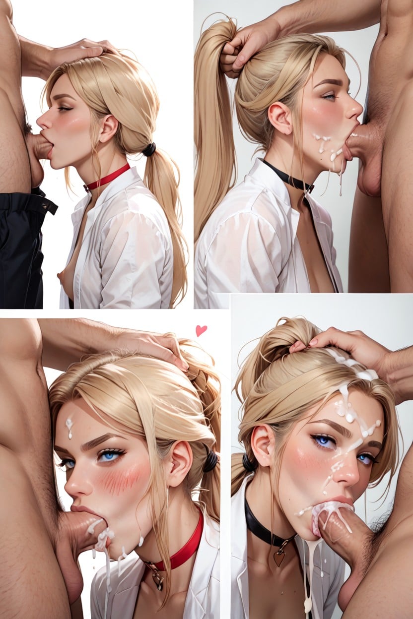 Cum Overflow In Her Mouth, Choker, Puffy Nipples AI Porn