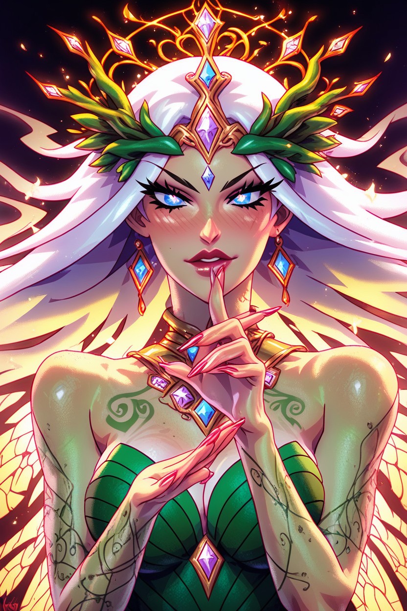 Natural Gemstone Adornments, Softly Hovering, Flowing Hair Hentai AI Porn
