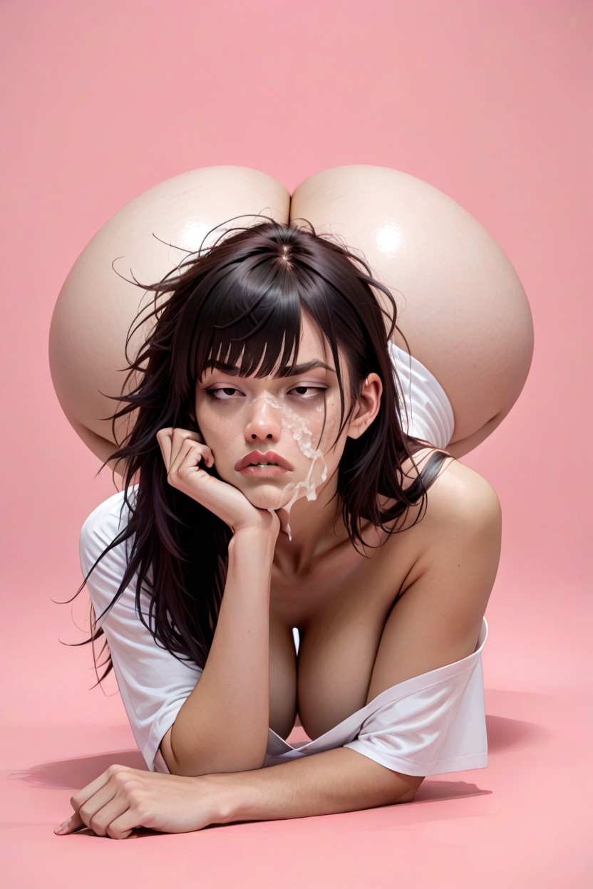 Heavy Boobs, Side Bangs, Beige Pants AI Porn