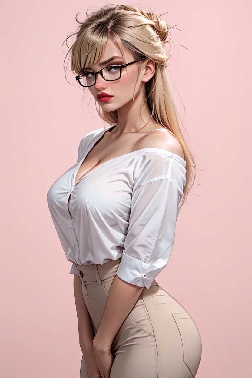 Cute, Hair Strands On Face, Skinny AI Porn