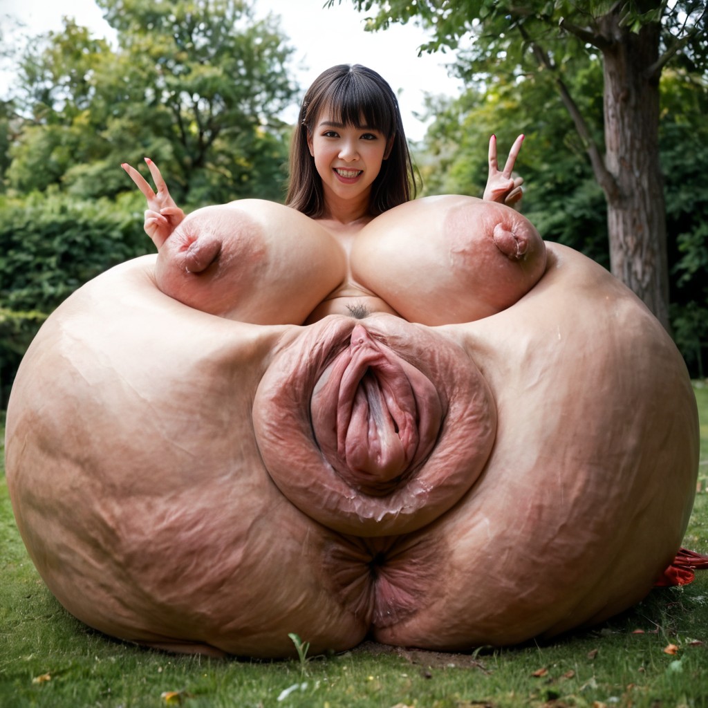 Naked, Hyper Pussy, Giant Labia AI Porn
